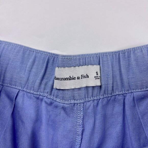 Abercrombie Sky Blue Linen Blend High Rise Wide Leg Summer Trouser Pant S - Picture 4 of 8